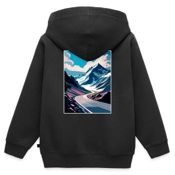 Berg Großglockner Österreich Reiseposter - Kinder Premium Organic Zip Hoodie - Schwarz - Hinten - AI Model Kid Male (0cm)