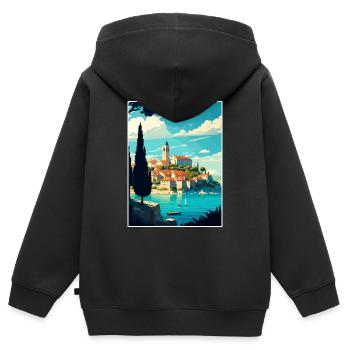 Insel Rab Kroatien Vintage Reiseposter Souvenir - Kinder Premium Organic Zip Hoodie - Schwarz - Hinten - AI Model Kid Male (0cm)