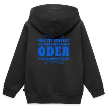was ist besser? - Kinder Premium Organic Zip Hoodie - Schwarz - Hinten - AI Model Kid Male (0cm)