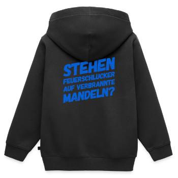 auf was stehen Feuerschlucker? - Kinder Premium Organic Zip Hoodie - Schwarz - Hinten - AI Model Kid Male (0cm)