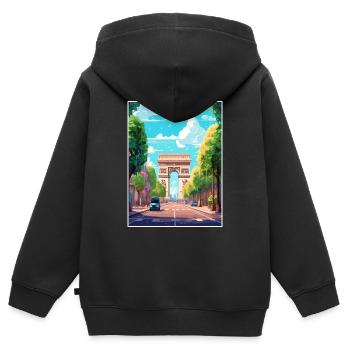 Arc de Triomphe Frankreich Paris Vintage Reiseposter - Kinder Premium Organic Zip Hoodie - Schwarz - Hinten - AI Model Kid Male (0cm)