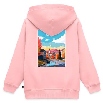 Sarajevo Bosnie-Herzégovine chambre affiche de voyage - Sweat Premium à capuche zippé enfant bio - rose - Dos - AI Model Kid Female (0cm)