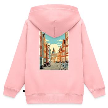 Copenhague Danemark Vintage voyage affiche Souvenir - Sweat Premium à capuche zippé enfant bio - rose - Dos - AI Model Kid Female (0cm)