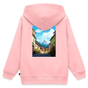 Kufstein Autriche Vintage voyage affiche Souvenir - Sweat Premium à capuche zippé enfant bio - rose - Dos - AI Model Kid Female (0cm)