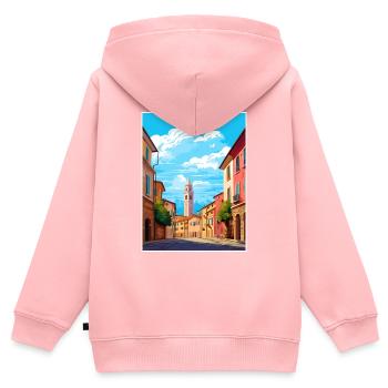 Parma Italien Vintage Reiseposter WPA Souvenir - Kinder Premium Organic Zip Hoodie - Rosa - Hinten - AI Model Kid Female (0cm)