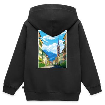 Bozen Italien Vintage Reiseposter WPA Souvenir - Kinder Premium Organic Zip Hoodie - Schwarz - Hinten - AI Model Kid Male (0cm)
