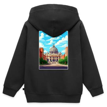 Vatikan Italien Dekoration Vintage Reiseposter WPA - Kinder Premium Organic Zip Hoodie - Schwarz - Hinten - AI Model Kid Male (0cm)