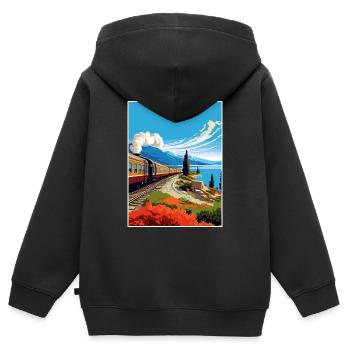 Orient Express Europa Deko Vintage Reiseposter - Kinder Premium Organic Zip Hoodie - Schwarz - Hinten - AI Model Kid Male (0cm)