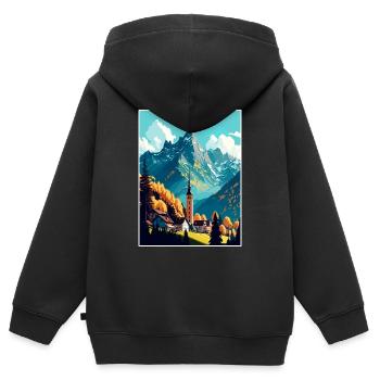 Berchtesgaden Allemagne Vintage Travel Poster WPA - Sweat Premium à capuche zippé enfant bio - noir - Dos - AI Model Kid Male (0cm)