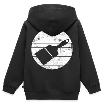 Dessin au pinceau de peintre - Sweat Premium à capuche zippé enfant bio - noir - Dos - AI Model Kid Male (0cm)