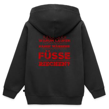 riechen Füße? - Kinder Premium Organic Zip Hoodie - Schwarz - Hinten - AI Model Kid Male (0cm)