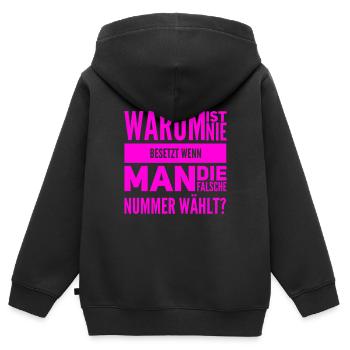 die falsche Nummer wählen - Kinder Premium Organic Zip Hoodie - Schwarz - Hinten - AI Model Kid Male (0cm)