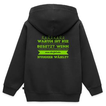 verwählt - Kinder Premium Organic Zip Hoodie - Schwarz - Hinten - AI Model Kid Male (0cm)