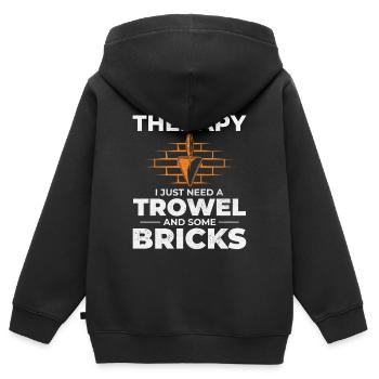 Maurer-Therapie-Kellen und Ziegel Ziegel Maurer - Kinder Premium Organic Zip Hoodie - Schwarz - Hinten - AI Model Kid Male (0cm)