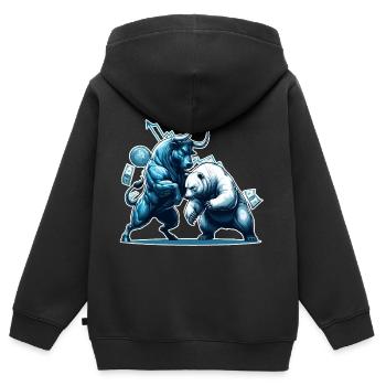 Finanzen Stier Bär Kampf Wallstreet Geschenk - Kinder Premium Organic Zip Hoodie - Schwarz - Hinten - AI Model Kid Male (0cm)