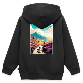 West Highland Dekoration Scottish Highlands Reisen - Kinder Premium Organic Zip Hoodie - Schwarz - Hinten - AI Model Kid Male (0cm)