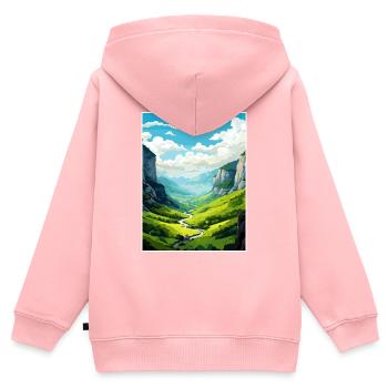 Vikos Schlucht Griechenland Deko Vintage Reiseposter WPA - Kinder Premium Organic Zip Hoodie - Rosa - Hinten - AI Model Kid Female (0cm)