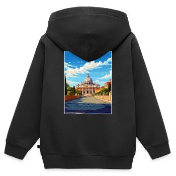 Vatikan Italien Dekoration Vintage Reiseposter WPA - Kinder Premium Organic Zip Hoodie - Schwarz - Hinten - AI Model Kid Male (0cm)