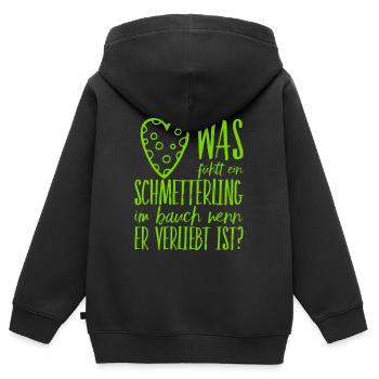 Schmetterlinge im Bauch - Kinder Premium Organic Zip Hoodie - Schwarz - Hinten - AI Model Kid Male (0cm)