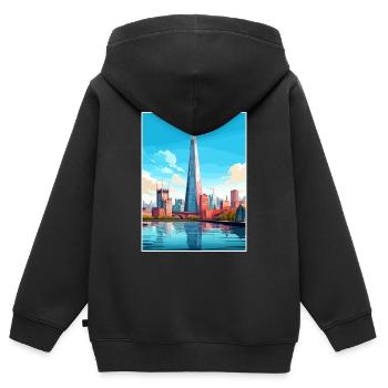 The Shard London England Vintage Travel Poster WPA - Kids Premium Organic Zip-up Hoodie - black - Back - AI Model Kid Male (0cm)