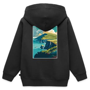 Péninsule de Dingle Irlande Vintage voyage affiche WPA - Sweat Premium à capuche zippé enfant bio - noir - Dos - AI Model Kid Male (0cm)