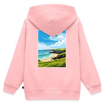 Trevaunance Cove Cornwall Vintage Reiseposter - Kinder Premium Organic Zip Hoodie - Rosa - Hinten - AI Model Kid Female (0cm)