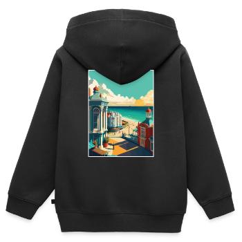 Brighton Pier Seascape Uk Vintage Reiseposter - Kinder Premium Organic Zip Hoodie - Schwarz - Hinten - AI Model Kid Male (0cm)