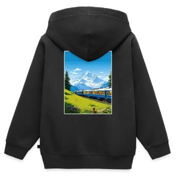 Orient Express Europa Deko Vintage Reiseposter - Kinder Premium Organic Zip Hoodie - Schwarz - Hinten - AI Model Kid Male (0cm)