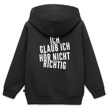 ich glaube es nicht - Kinder Premium Organic Zip Hoodie - Schwarz - Hinten - AI Model Kid Male (0cm)