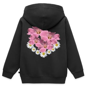 Margerite Blume pink Blumenranke Gänseblümchen - Kinder Premium Organic Zip Hoodie - Schwarz - Hinten - AI Model Kid Male (0cm)