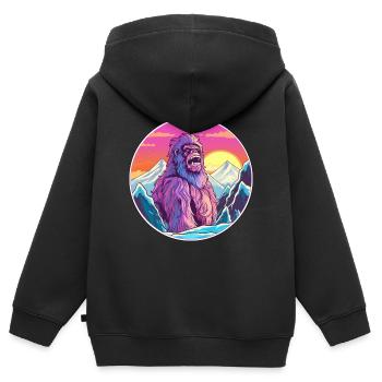 Big Foot Aquarell Karikatur Kawaii Haustier Tier Colo - Kinder Premium Organic Zip Hoodie - Schwarz - Hinten - AI Model Kid Male (0cm)