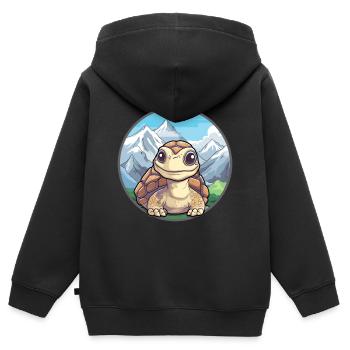 Schildkröte Aquarell Karikatur Kawaii Haustier Tier Farbe - Kinder Premium Organic Zip Hoodie - Schwarz - Hinten - AI Model Kid Male (0cm)