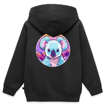 Koala Aquarell Karikatur Kawaii Haustier Tier Farbefu - Kinder Premium Organic Zip Hoodie - Schwarz - Hinten - AI Model Kid Male (0cm)