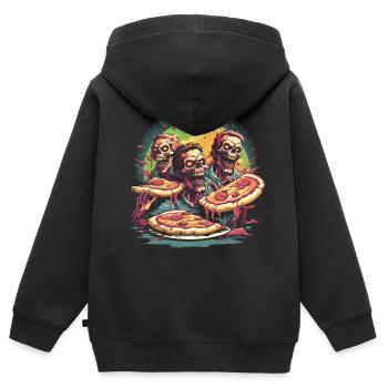 Pizza bis ich sterbe - Kinder Premium Organic Zip Hoodie - Schwarz - Hinten - AI Model Kid Male (0cm)