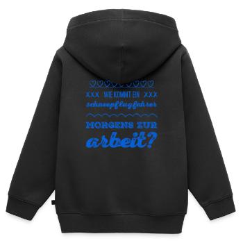 der Weg zur Arbeit - Kinder Premium Organic Zip Hoodie - Schwarz - Hinten - AI Model Kid Male (0cm)