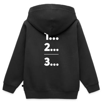 erstens, zweitens, drittens - Kinder Premium Organic Zip Hoodie - Schwarz - Hinten - AI Model Kid Male (0cm)