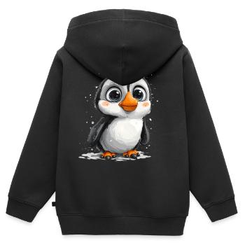 Pingouins mignons Animal mignon bébé pingouin du pôle Sud - Sweat Premium à capuche zippé enfant bio - noir - Dos - AI Model Kid Male (0cm)