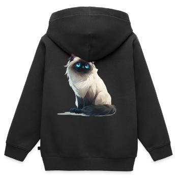 Burmese Cat - Kids Premium Organic Zip-up Hoodie - black - Back - AI Model Kid Male (0cm)