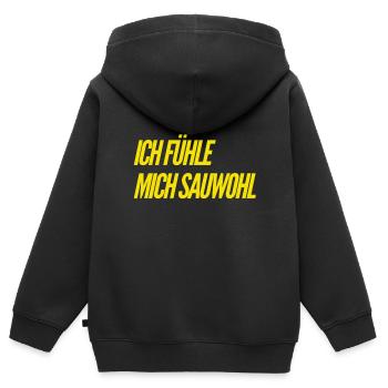 ich fühle mich sauwohl - Kinder Premium Organic Zip Hoodie - Schwarz - Hinten - AI Model Kid Male (0cm)