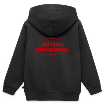 Je me sens bien - Sweat Premium à capuche zippé enfant bio - noir - Dos - AI Model Kid Male (0cm)