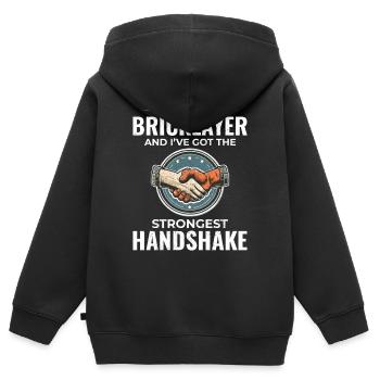 L’ d’un maçon : Fabriquer de solides poignées de main - Sweat Premium à capuche zippé enfant bio - noir - Dos - AI Model Kid Male (0cm)