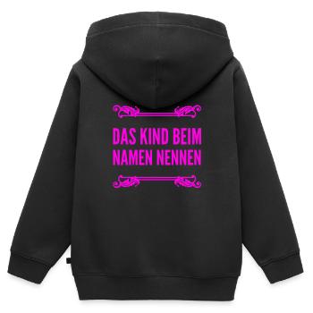 ich sage wie es ist - Kinder Premium Organic Zip Hoodie - Schwarz - Hinten - AI Model Kid Male (0cm)