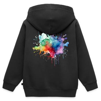 Watercolor Splash Splash Colorful Acrylic - Kids Premium Organic Zip-up Hoodie - black - Back - AI Model Kid Male (0cm)