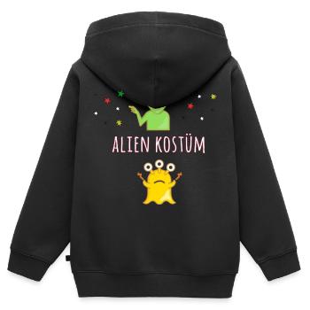 Alien Kostüm, Kostüm, alien, karneval - Kinder Premium Organic Zip Hoodie - Schwarz - Hinten - AI Model Kid Male (0cm)