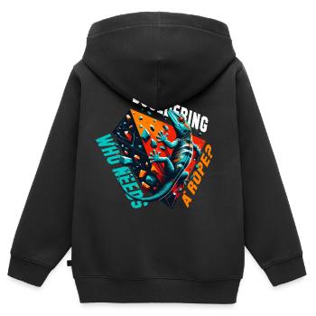 Bouldern Gecko Seil? Geschenk - Kinder Premium Organic Zip Hoodie - Schwarz - Hinten - AI Model Kid Male (0cm)