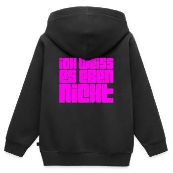 ich habe keine Idee - Kinder Premium Organic Zip Hoodie - Schwarz - Hinten - AI Model Kid Male (0cm)