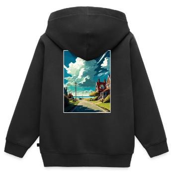 New Romney England Kent Vintage Reiseposter WPA - Kinder Premium Organic Zip Hoodie - Schwarz - Hinten - AI Model Kid Male (0cm)