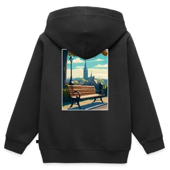 Hampstead Heath London Vintage Travel Poster WPA - Kids Premium Organic Zip-up Hoodie - black - Back - AI Model Kid Male (0cm)