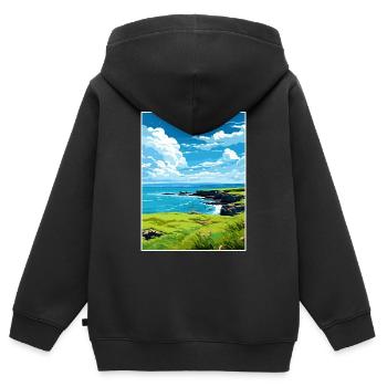 Rame Halbinsel Cornwall Vintage Reiseposter WPA - Kinder Premium Organic Zip Hoodie - Schwarz - Hinten - AI Model Kid Male (0cm)