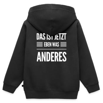 Meinungen ändern sich - Kinder Premium Organic Zip Hoodie - Schwarz - Hinten - AI Model Kid Male (0cm)